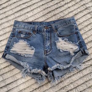 Distressed DENIM CoLAB jean shorts size 25